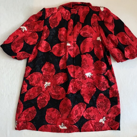 {VTG} Saint Romei | Silk Floral Open Front Tie Puff Sleeve Kimono Tunic Top 8 - Picture 13 of 16